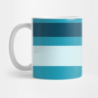 A gorgeous consistency of Ice, Tiffany Blue, Blue-Green and Marine Blue stripes. Mug